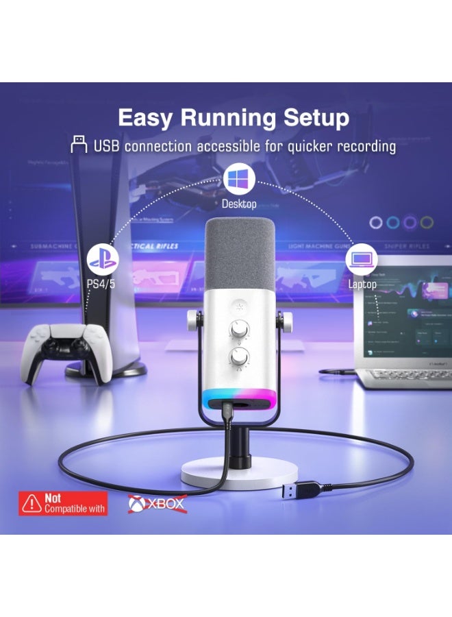 FIFINE AM8 USB/XLR Dynamic Microphone for Podcast Recording, PC Computer Gaming Streaming Mic with RGB Light, Mute Button, Headphones Jack, Desktop Stand, Vocal Mic for Singing YouTube- - Image 3