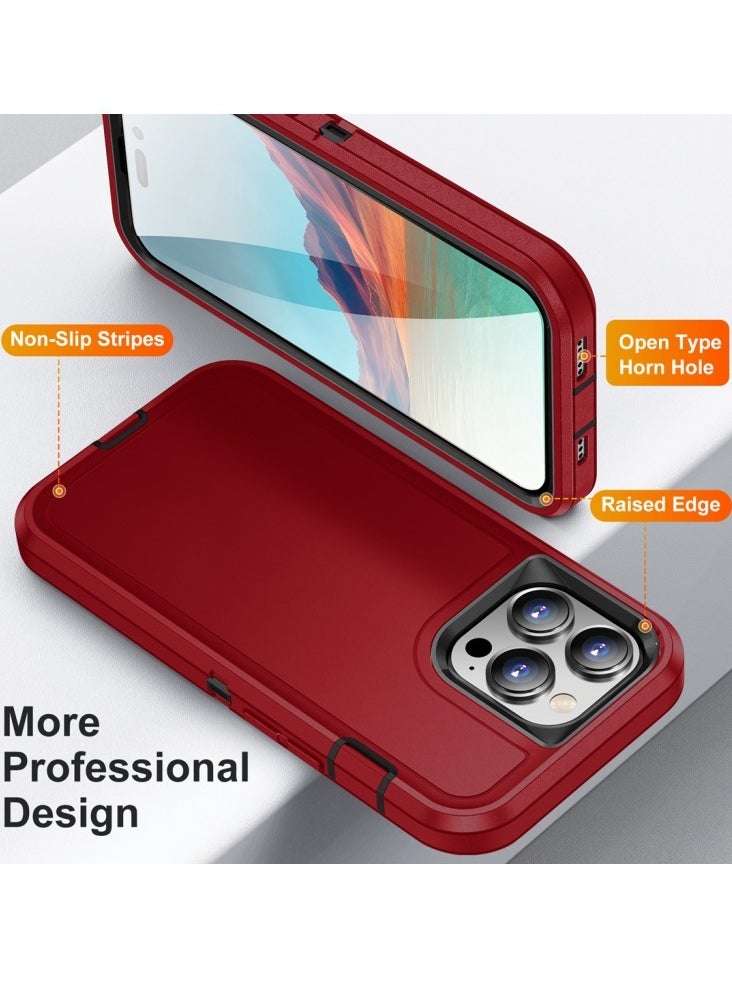 Generic - Case For iPhone 15 Pro Max Life Waterproof Rugged Phone Case Red Plus Black - Image 1