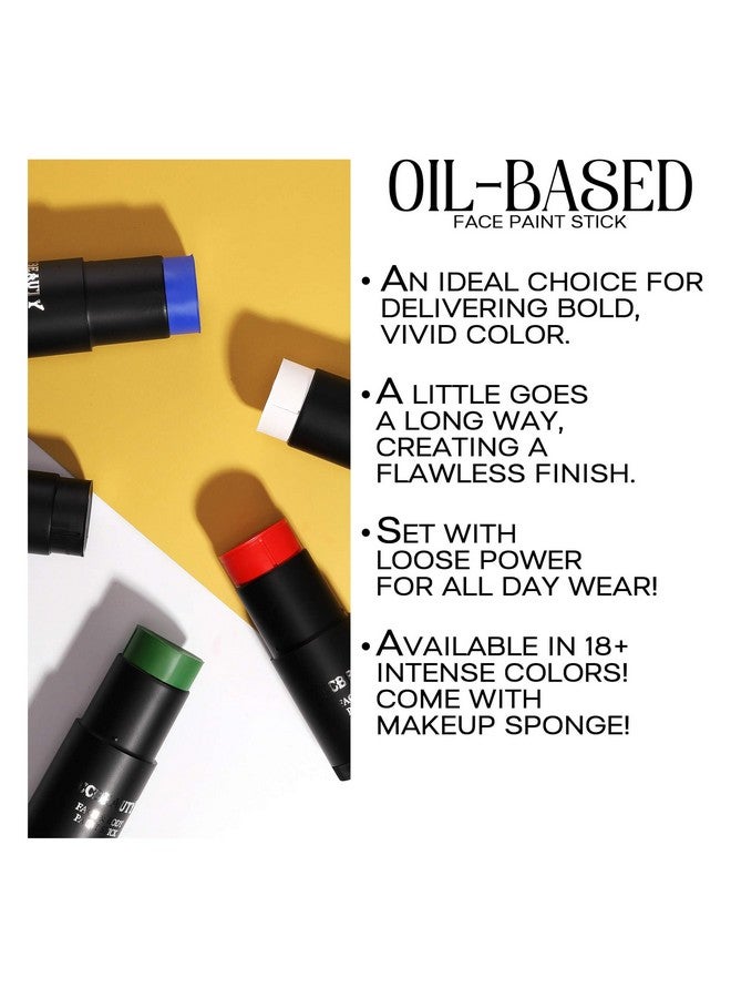 CCbeauty Ogre Green Face Paint Stick,Face Painting Kit,Professional Body Paint,Non Toxic SFX Makeup For Shrek Disgust Goblin Halloween Costume Cosplay,Full Coverage Painting Foundation + Makeup Sponge - Image 4