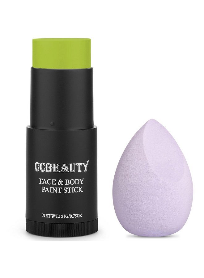 CCbeauty Ogre Green Face Paint Stick,Face Painting Kit,Professional Body Paint,Non Toxic SFX Makeup For Shrek Disgust Goblin Halloween Costume Cosplay,Full Coverage Painting Foundation + Makeup Sponge - Image 1