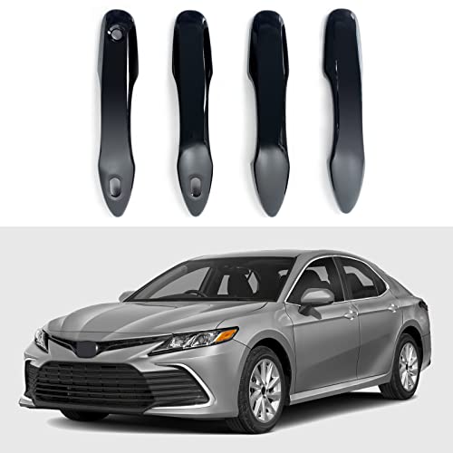 BENXUTO Door Handle Cover Trim Compatible with Toyota Camry 2018-2025 /Corolla 2019-2025 /Avalon 2019-2022 /Pruis Hatchback 2016-2024 Accessories Exterior Door Handle with 2 Smart Key Entry Holes Glossy Black - Image 1