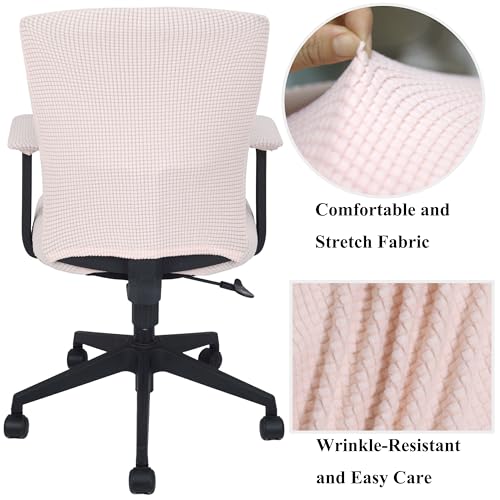 PBIEHSR Office Chair Covers 4 Pcs Stretchable Computer Chair Cover Desk Accessories Office Supplies Armrest Seat Slipcovers Desk Decor (Light Pink) - Image 4
