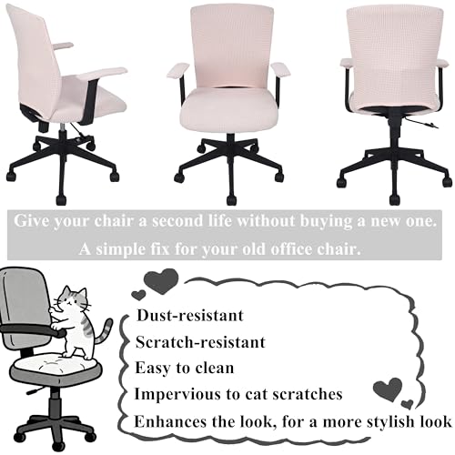PBIEHSR Office Chair Covers 4 Pcs Stretchable Computer Chair Cover Desk Accessories Office Supplies Armrest Seat Slipcovers Desk Decor (Light Pink) - Image 5