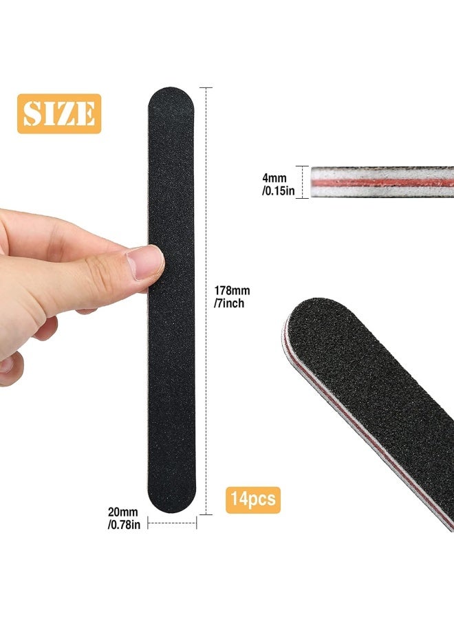 Premify Nail File Set, Double Sided Emery Board-Nail Buffer Files Manicure Tools For Nail Grooming And Styling-Black 100/180 Grit (6  Pieces Nail File)  - Image 2