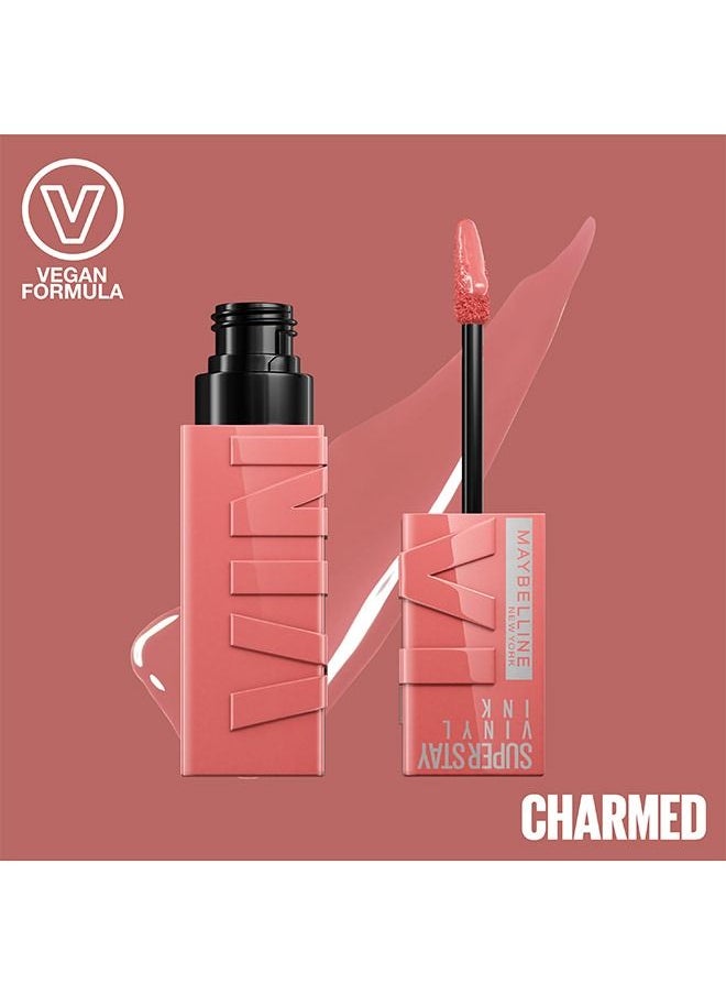 MAYBELLINE NEW YORK Super Stay Vinyl Ink Nude Shock 100 CHARMED, 16H Longwear Transfer Proof Liquid Lipstick  - Image 3