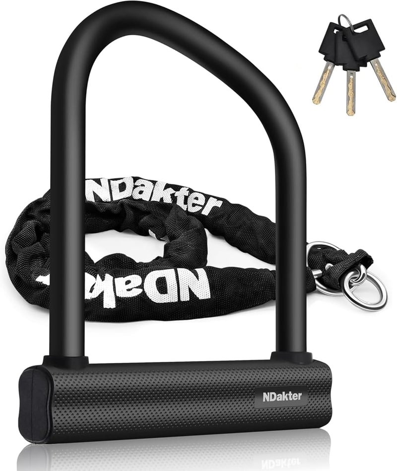 NDakter Heavy Duty Anti Theft U Lock with 4FT Chain and 3 Keys - Image 1
