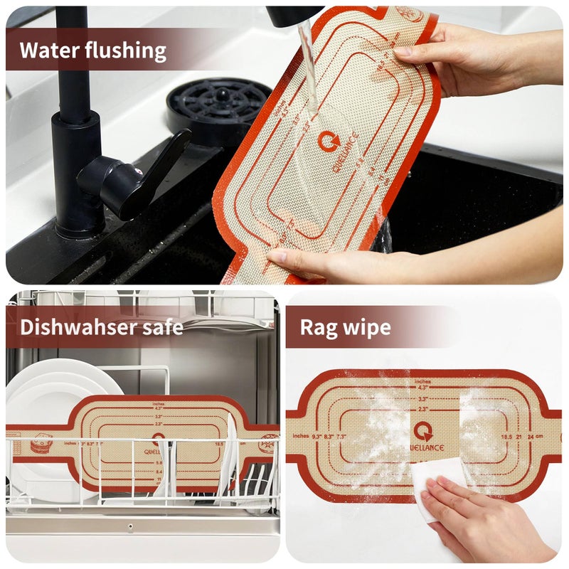 Quellance Silicone Sourdough Bread Sling Mat - 2Set Oval Round Dough Baking Slings for Dutch Oven, NonStick High Degree Kitchen Sour Cookie Making Loaf Pan Lifter Liner, Reusable Transfer Mats With Long Handles - Image 5