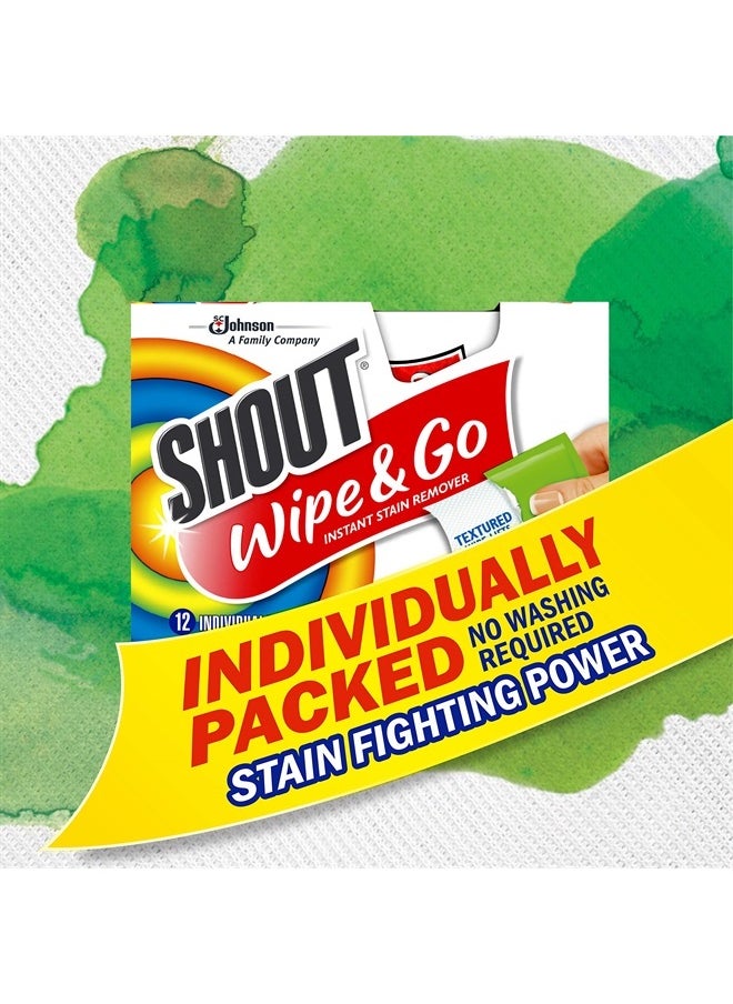 Shout - Shout Wipes, Wipe and Go Instant Stain Remover, Laundry Stain and Spot Remover for On-The-Go, 12 Wipes Per Carton - Pack of 6 Cartons (72 Total Wipes) - Image 1