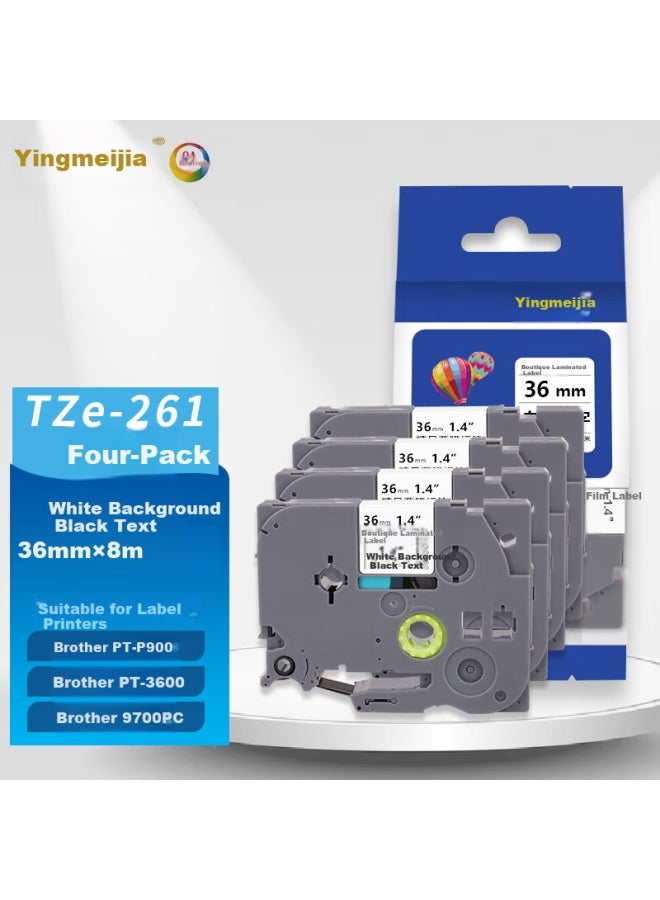 Yingmeijia Label Printer Ribbon 36mm خلفية بيضاء نص أسود Tze-261 متوافق مع Brother Pt-p900 Pt-3600 9700pc - Image 2