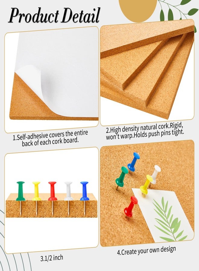 Reginary 19 Cork Board Tiles 12 x 12 in 0.5 in Thick Square Bulletin Boards Cork Tiles Bulk with Push Pins Mini Natural Self Adhesive Backing Corkboards for Wall Home Office Floor DIY(14 Pcs) - Image 4