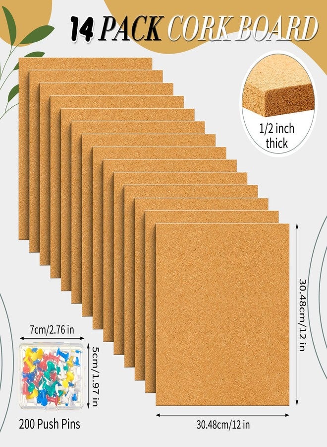 Reginary 19 Cork Board Tiles 12 x 12 in 0.5 in Thick Square Bulletin Boards Cork Tiles Bulk with Push Pins Mini Natural Self Adhesive Backing Corkboards for Wall Home Office Floor DIY(14 Pcs) - Image 2