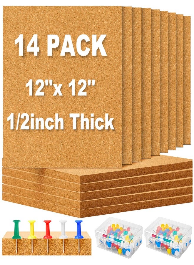 Reginary 19 Cork Board Tiles 12 x 12 in 0.5 in Thick Square Bulletin Boards Cork Tiles Bulk with Push Pins Mini Natural Self Adhesive Backing Corkboards for Wall Home Office Floor DIY(14 Pcs) - Image 1