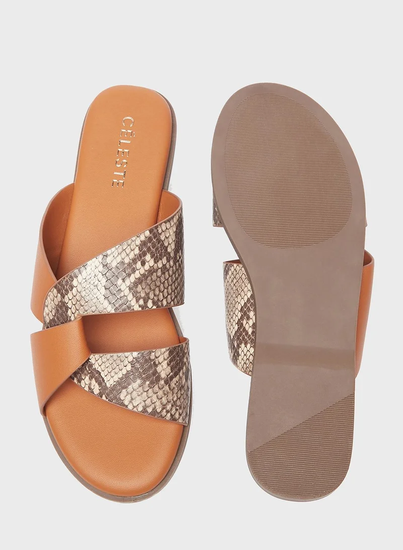 Celeste Cross Strap Flat Sandals