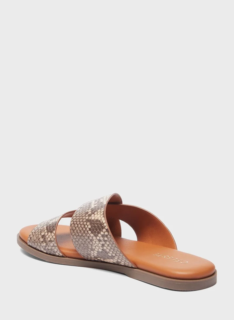 Celeste Cross Strap Flat Sandals