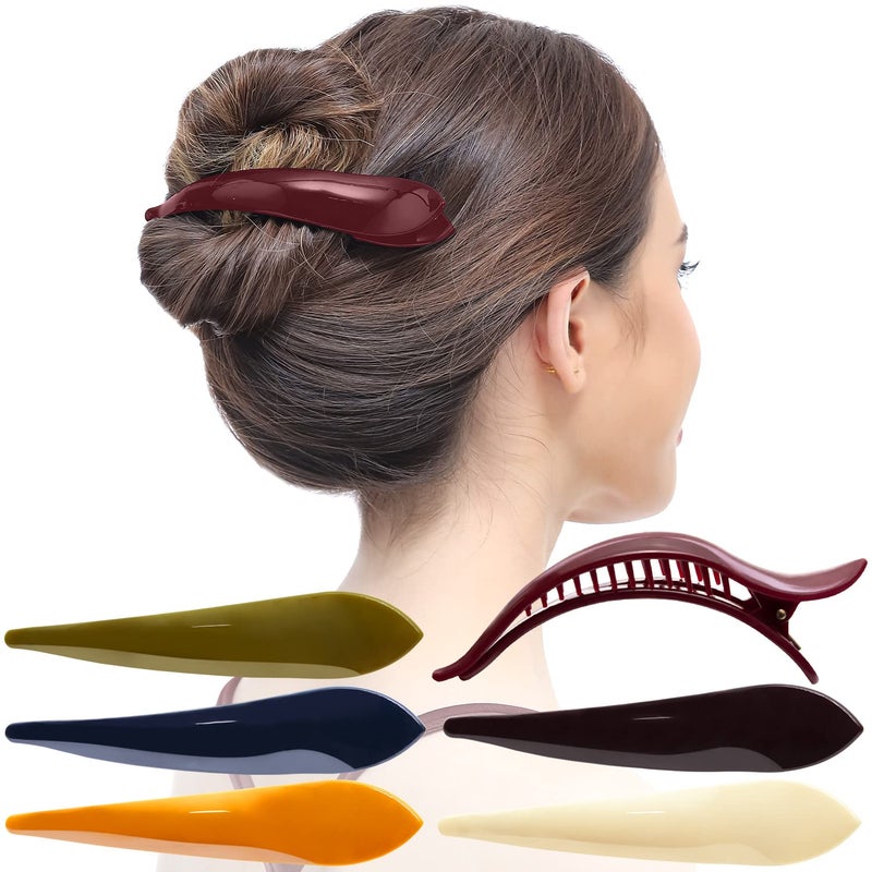 RC ROCHE ORNAMENT 6 Pcs Womens Hair Clip Professional Styling Sectioning Inner Teeth Curve Durable Alligator Duck Bill Jaw Strong Secure Grip Salon Medium Classic Multicolor