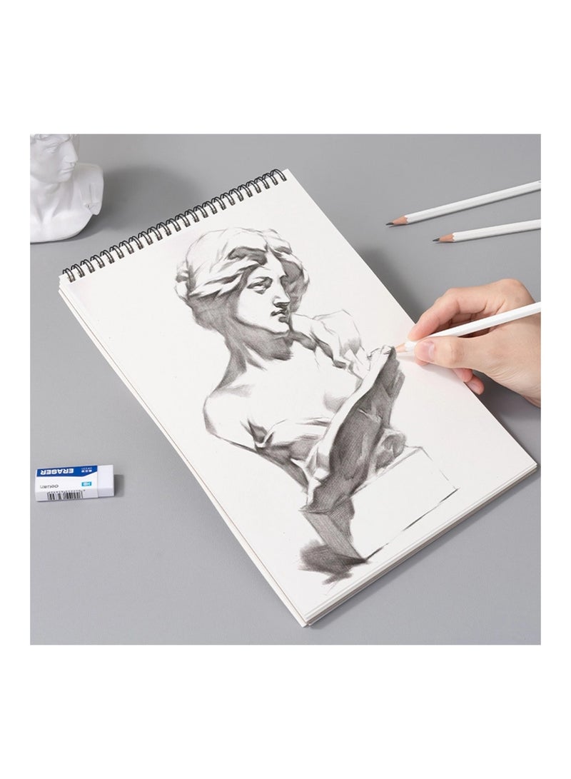 Deli دفتر رسم حلزوني بحجم A4 مع 40 ورقة بسمك 110 جرام - Image 4