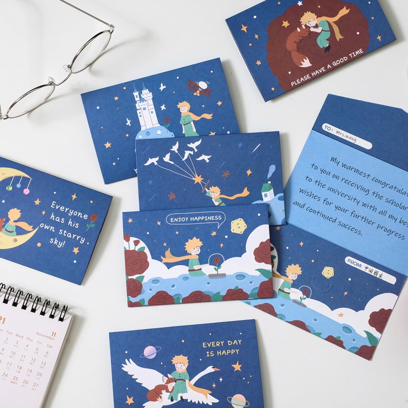 Meow Shu Ins Style Little Prince Greeting Card Diy Suit Creative Dream Cartoon Cute Exquisite Blank Blessing Card - Image 3