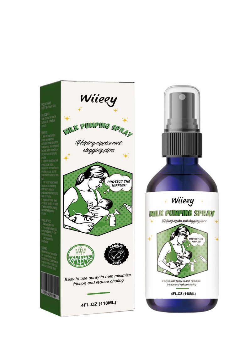 wiieey Milk Pumping Spray 4 oz, Helps Sore  Clogged Ducts, Organic Shields  Bridle Lubricant, Vegan Spray, Natural  Fragrance Free Spray - Image 1