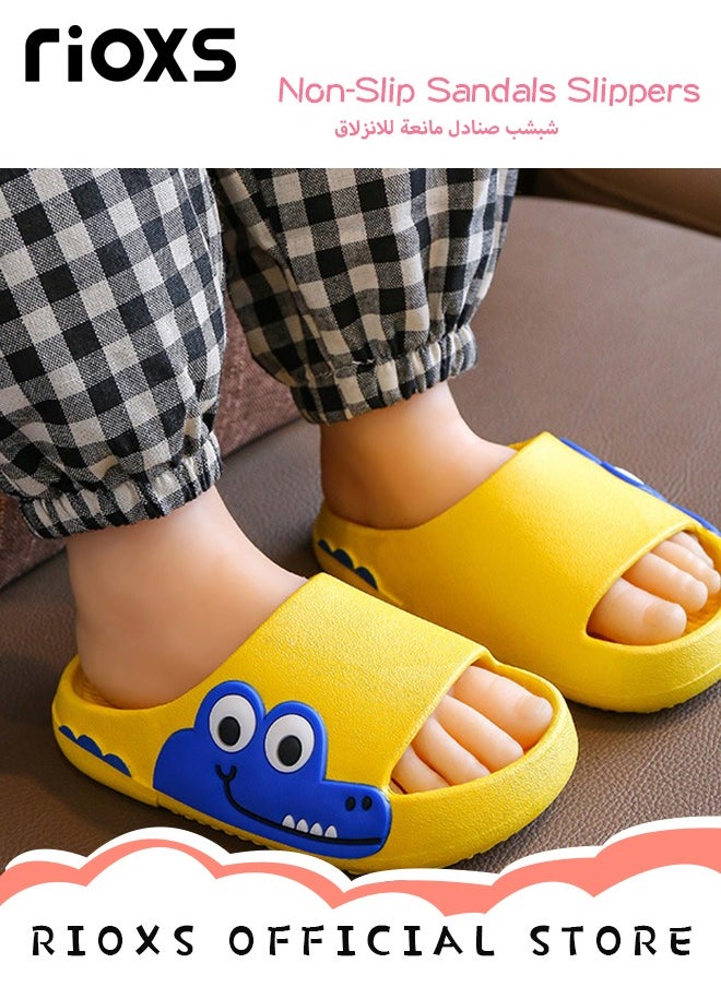 RIOXS - Kids Cartoon Slippers, Open Toe House Shoes, Anti-Slip Outdoor Beach Slippers, Cushioned Thick Sole Cute Cartoon Shower Slippers, Perfect for All Seasons and Occasions - Image 1