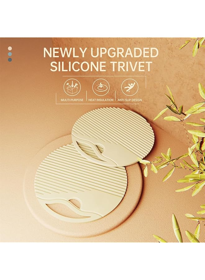 كاست ويف سجادات ثلاثية من السيليكون، قطعتان دائريتان غير لاصقة ومقاومة للحرارة، وسادات ساخنة لأسطح المطبخ المصنوعة من الكوارتز، وحاملات أواني متعددة الأغراض غير قابلة للانزلاق، وحاملات أواني للأطباق الساخنة، وقواعد الطاولة - Image 2