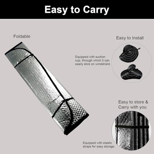 Pivalo Car Windshield Sunshade Cover Foldable Reflective Aluminium Foil Sun Blocker UV Rays Protection Universal Sun Visor Front Window Protector Shield Heat Insulation for Car, SUV, Van (Silver) - Image 3