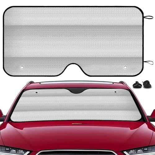 Pivalo Car Windshield Sunshade Cover Foldable Reflective Aluminium Foil Sun Blocker UV Rays Protection Universal Sun Visor Front Window Protector Shield Heat Insulation for Car, SUV, Van (Silver) - Image 1