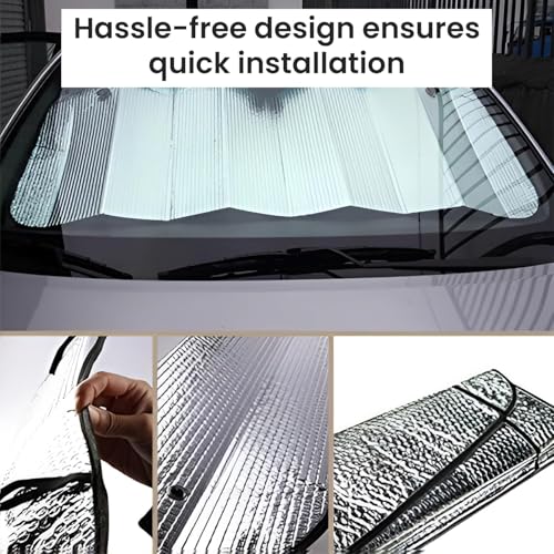 Pivalo Car Windshield Sunshade Cover Foldable Reflective Aluminium Foil Sun Blocker UV Rays Protection Universal Sun Visor Front Window Protector Shield Heat Insulation for Car, SUV, Van (Silver) - Image 5