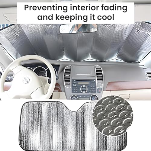 Pivalo Car Windshield Sunshade Cover Foldable Reflective Aluminium Foil Sun Blocker UV Rays Protection Universal Sun Visor Front Window Protector Shield Heat Insulation for Car, SUV, Van (Silver) - Image 4