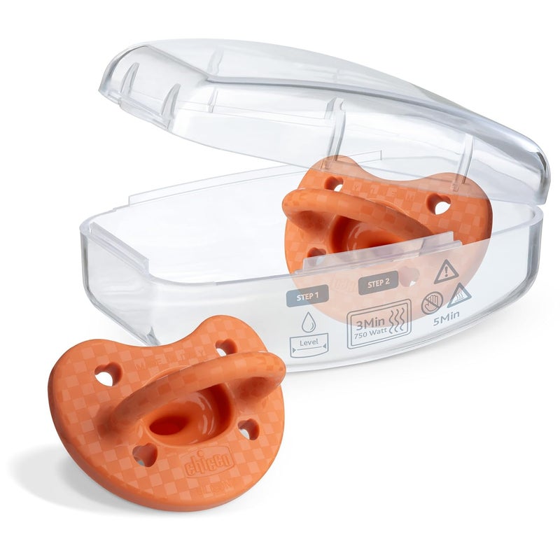 Chicco PhysioForma Luxe Silicone One Piece Pacifier for Babies Aged 1624m  Fashion Textured Shield  BPA  Latex Free  Reusable Sterilizing Case  Terracotta 2pk - Image 5