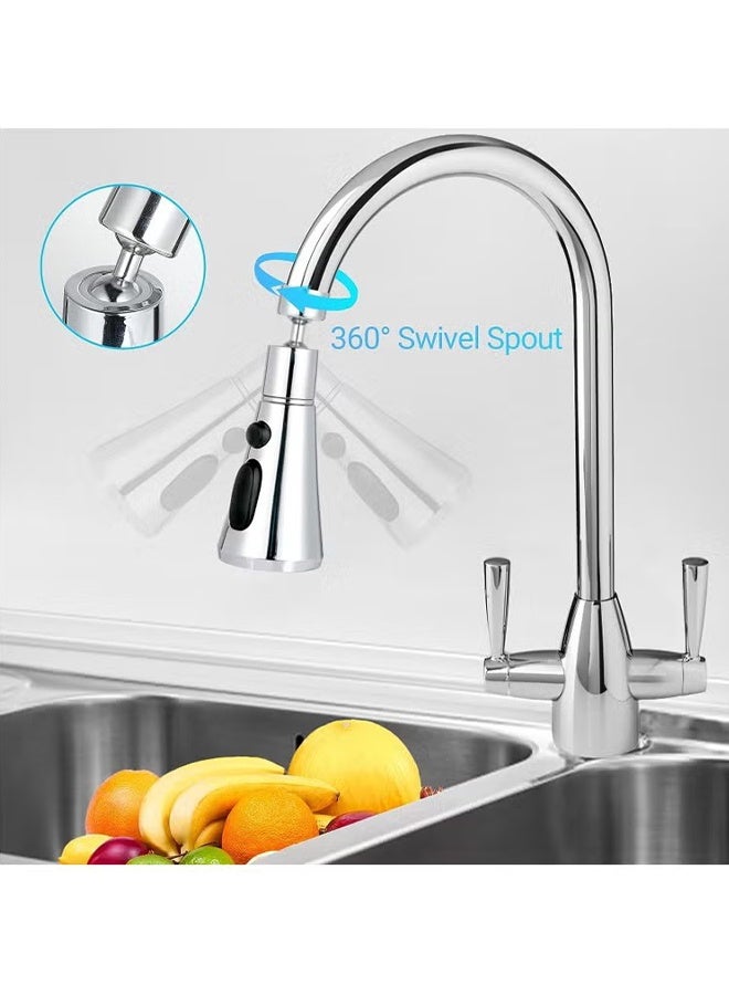 واي جيه رأس رش صنبور المطبخ بزاوية دوران 360 درجة ملحق رأس رش صنبور حوض المطبخ مع ملحق محول صنبور - Image 3