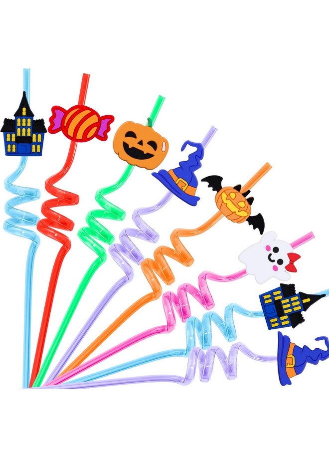 Moncinday 24Pcs Halloween Party Favors, Party Straw For Halloween Decorations Pumpkin Ghost Cat Halloween Themed Party Straws For Kids Girls Boys Favors - Image 1