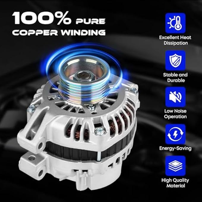 SEHNSUCHT Alternator Replacement New for Acura RSX 2002-2006 2L, for Honda CR-V 2002-2006 2.4L, High Output Alternator Replace for AHGA55 31100-PND-004 - Image 5