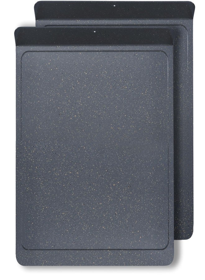 casaWare 2pc Large Flat Baking Cookie Sheet, 12.5 x 14-inch with a 1.5-inch Handle, Ceramic Non-Stick Coating (Silver Granite) - Image 2