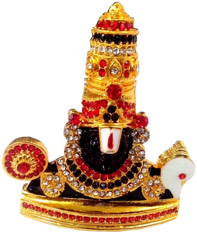 Purpledip Metal Idol Tirupathi Balaji: Glittering Stones Statue with Shankha-Chakra (11852) - Image 3