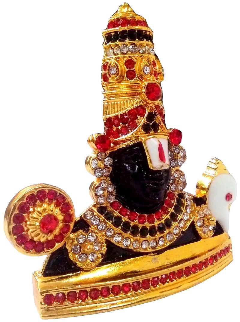 Purpledip Metal Idol Tirupathi Balaji: Glittering Stones Statue with Shankha-Chakra (11852) - Image 4