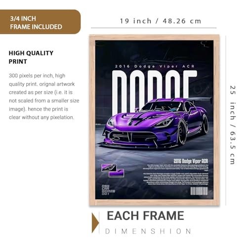 kotart Big Sports Cars Framed Posters Gift Items for Boys Room Wall Decoration Bedroom Living Room Office Studio Décor | Car Poster Frame for Wall Décor Set Of 3 Size (13 X 17 inch) - Image 2