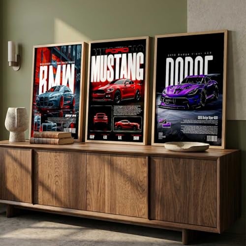 kotart Big Sports Cars Framed Posters Gift Items for Boys Room Wall Decoration Bedroom Living Room Office Studio Décor | Car Poster Frame for Wall Décor Set Of 3 Size (13 X 17 inch) - Image 4