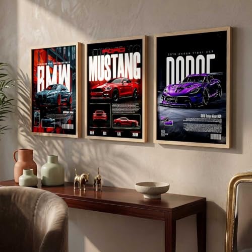 kotart Big Sports Cars Framed Posters Gift Items for Boys Room Wall Decoration Bedroom Living Room Office Studio Décor | Car Poster Frame for Wall Décor Set Of 3 Size (13 X 17 inch) - Image 5