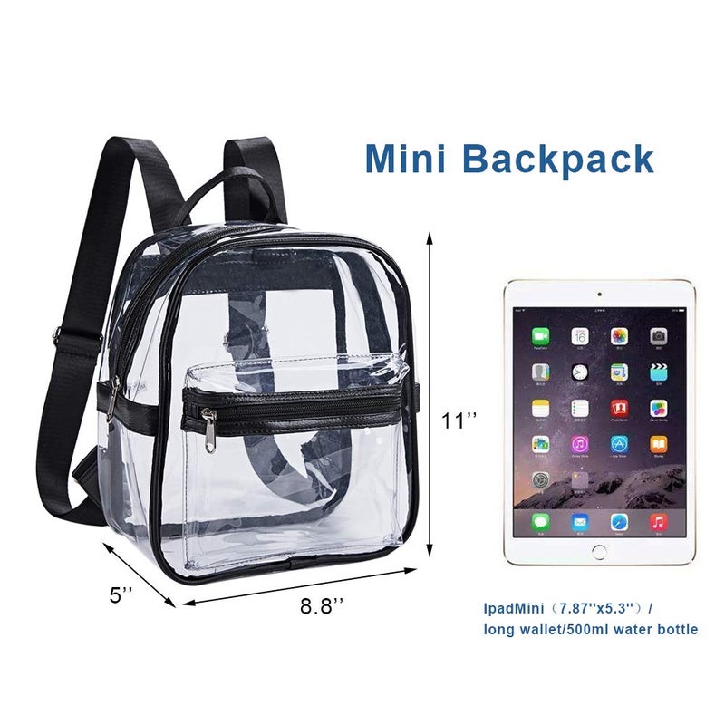 Clearworld Mini Clear Backpack,Stadium Approved Clear Bag with Front Accessory Pocket, Heavy Duty See Through Backpack for Festivals, Concerts,Sporting Events - Image 3