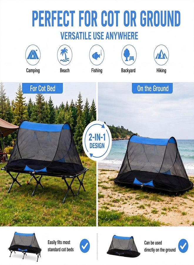 Wowangce Pop up Mosquito Tent for Camping, 86.6 x 41 x 35 Inch Bug Net Tent with Instant Automatic Setup, Lightweight Portable Screen Net Fits Most Camping Cot for Outdoor Hiking Travel(Blue) - Image 4