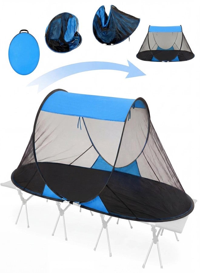 Wowangce Pop up Mosquito Tent for Camping, 86.6 x 41 x 35 Inch Bug Net Tent with Instant Automatic Setup, Lightweight Portable Screen Net Fits Most Camping Cot for Outdoor Hiking Travel(Blue) - Image 1