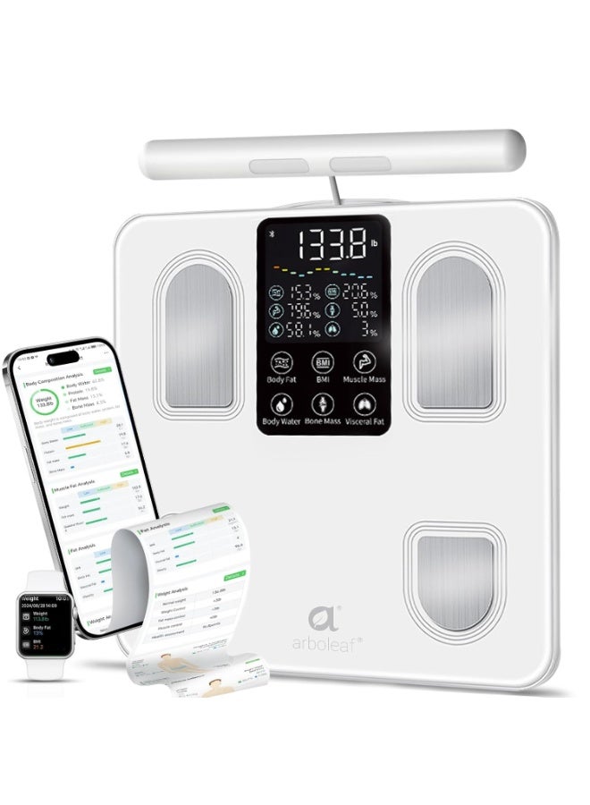 arboleaf Bluetooth Smart Digital Weighing Scale, 8-Electrode Full Body Composition Analyzer with 50+ Metrics & Large LED Display - Image 1