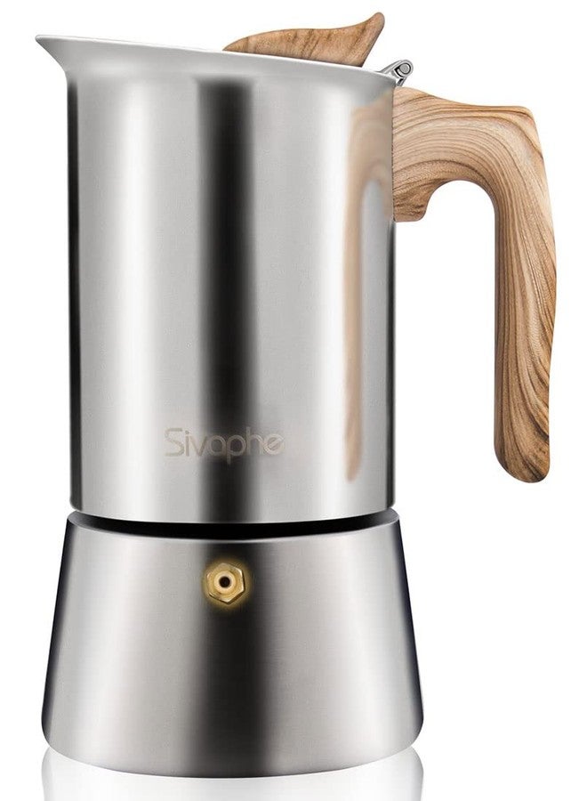 Sivaphe Stovetop Espresso Maker Stainless Steel 9 Cups, Induction-Capable Mocha Pot 450ml, Coffee Percolator with Replacement Silicone Gasket Steel Filter and Instructions (1 Cup=50ml) - Image 1
