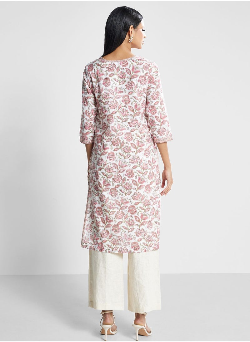 Fabindia - Floral Print Kurti - Image 1