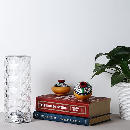Lexton Crystal Table Lamp | 16 Color Changing Rose Crystal Diamond Shape | USB Rechargeable Touch Bedside Table Lamp | Night Light with Remote Control, for Bedroom Living Room Party Décor - Image 1
