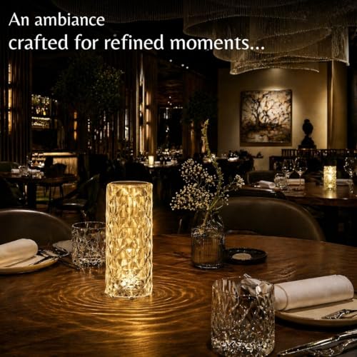Lexton Crystal Table Lamp | 16 Color Changing Rose Crystal Diamond Shape | USB Rechargeable Touch Bedside Table Lamp | Night Light with Remote Control, for Bedroom Living Room Party Décor - Image 2