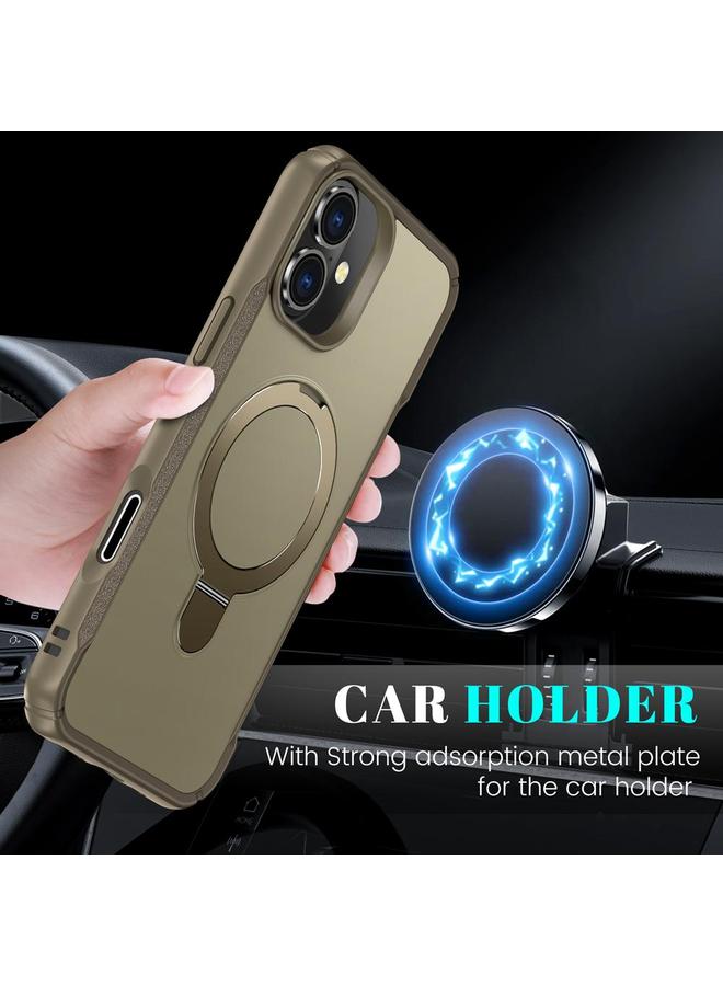 اس-توب جراب لهاتف iPhone 16 Plus مزود بحامل مغناطيسي وملمس جلدي جراب هاتف MagSafe - Image 5