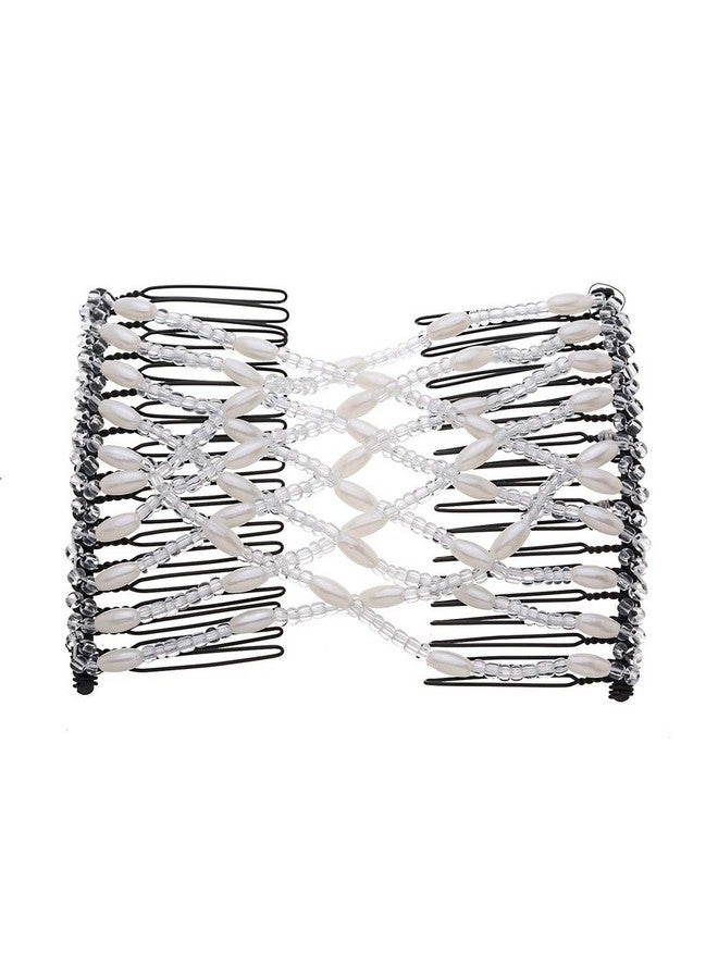 Lovef Women Magic Hair Comb Bead Stretchy Hair Combs Double Slide Metal Multifunctional Comb Clip Hairpins For Women4Pcs - Image 4