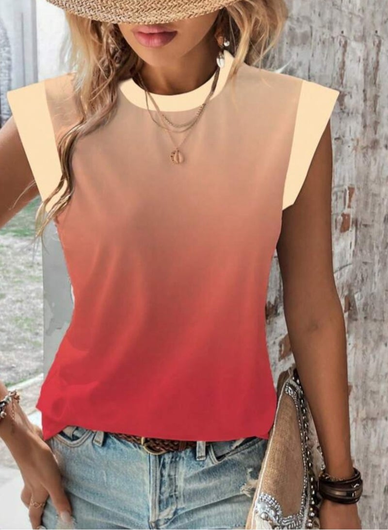 Shein SHEIN  Color Printed Round Neck Short Sleeve  T-Shirt - Image 3