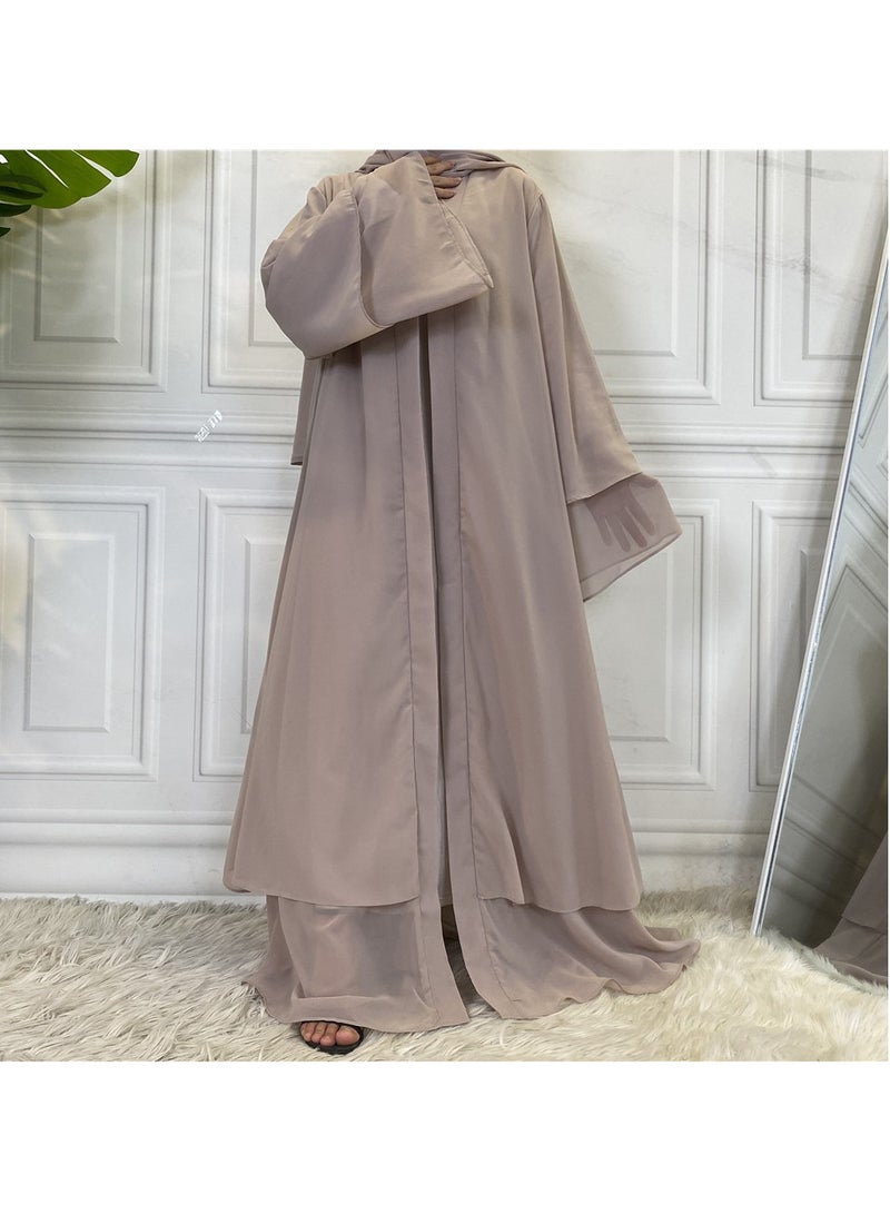 إسكدنيا عباية نسائية مريحة فستان إسلامي قطعة واحدة فضفاض كارديجان طويل مع حجاب متين وخفيف جلباب مفتوح الأمام كفتان ماكسي للفتيات المراهقات  - Image 3